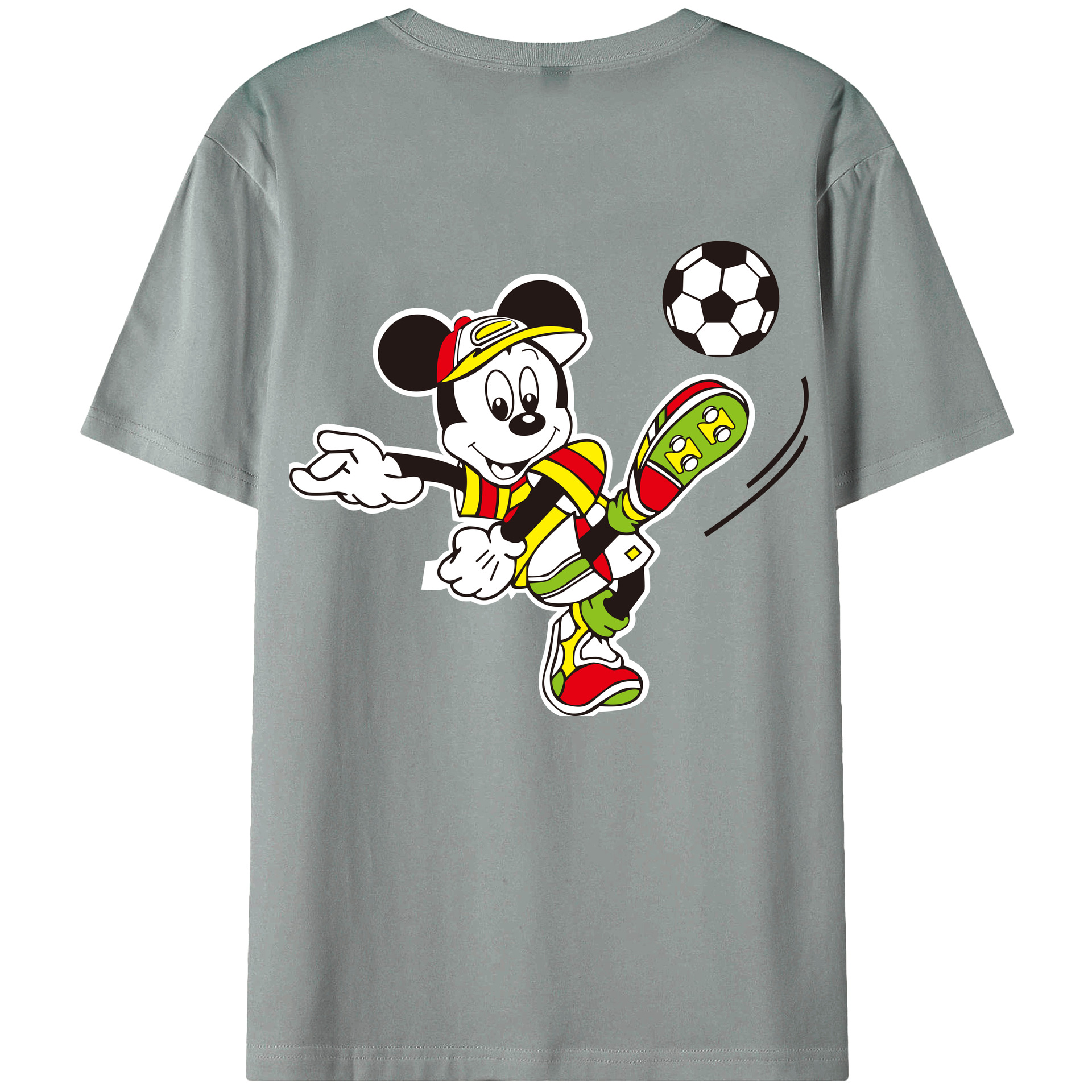 ミッキーマウス Mickey Mouse 綿100％ メンズ半袖Tシャツ（バックプリント） 通気性